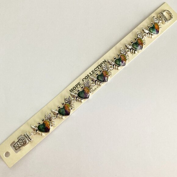 Silver Sea Life Crab Charm Bracelet Beach Multicolor Magnetic 7.75" Plated - Picture 4 of 13